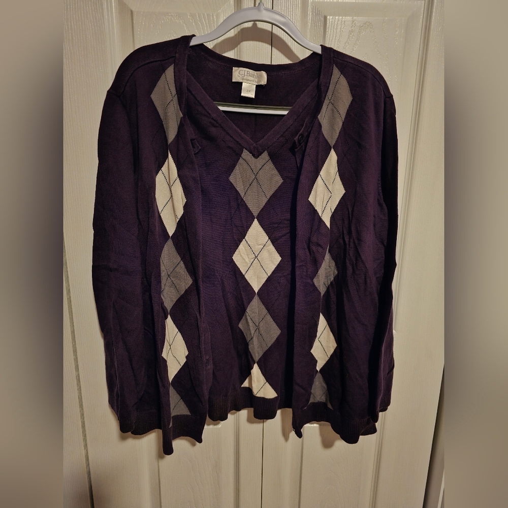 Argyle Sweater Cardigan